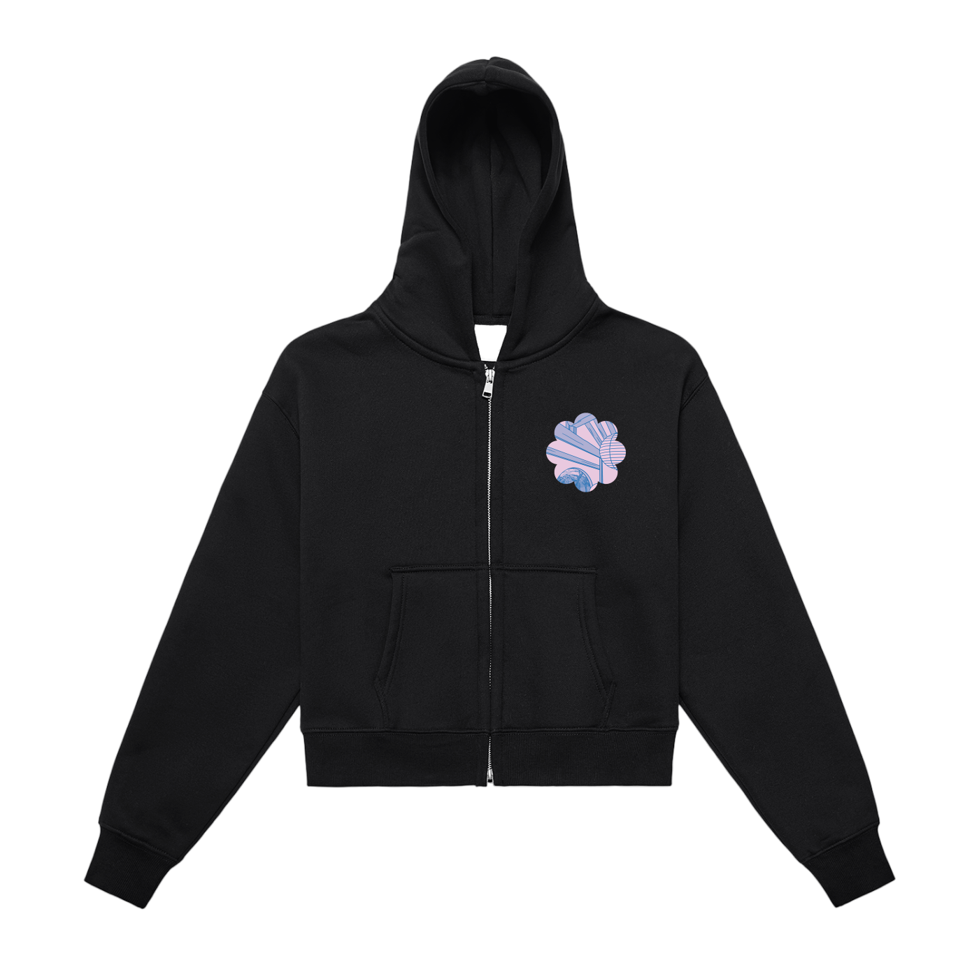 The Dopamine Hanok Fleeced Zip-Up Cropped Hoodie