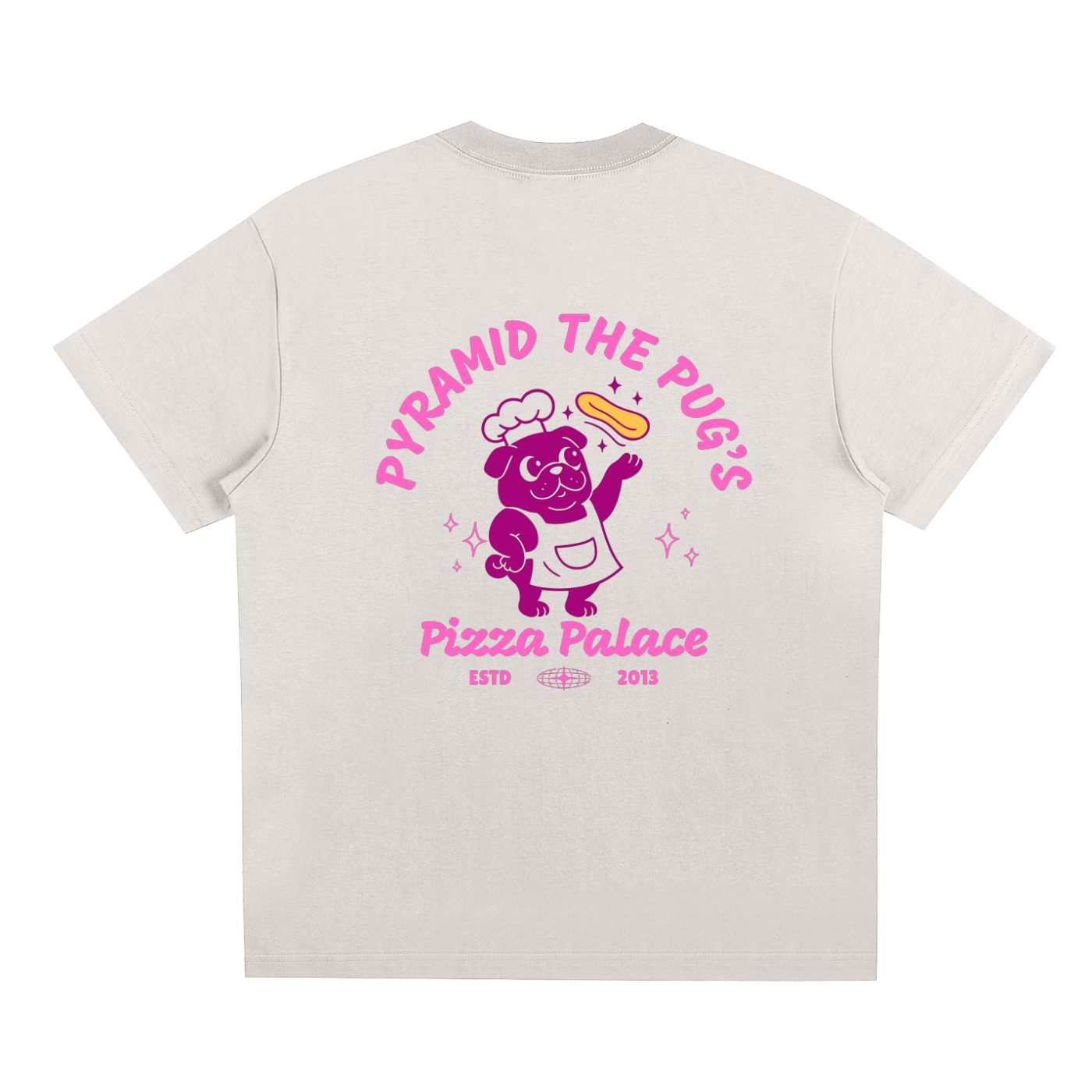 oversized,pug,dog,pizza,retro