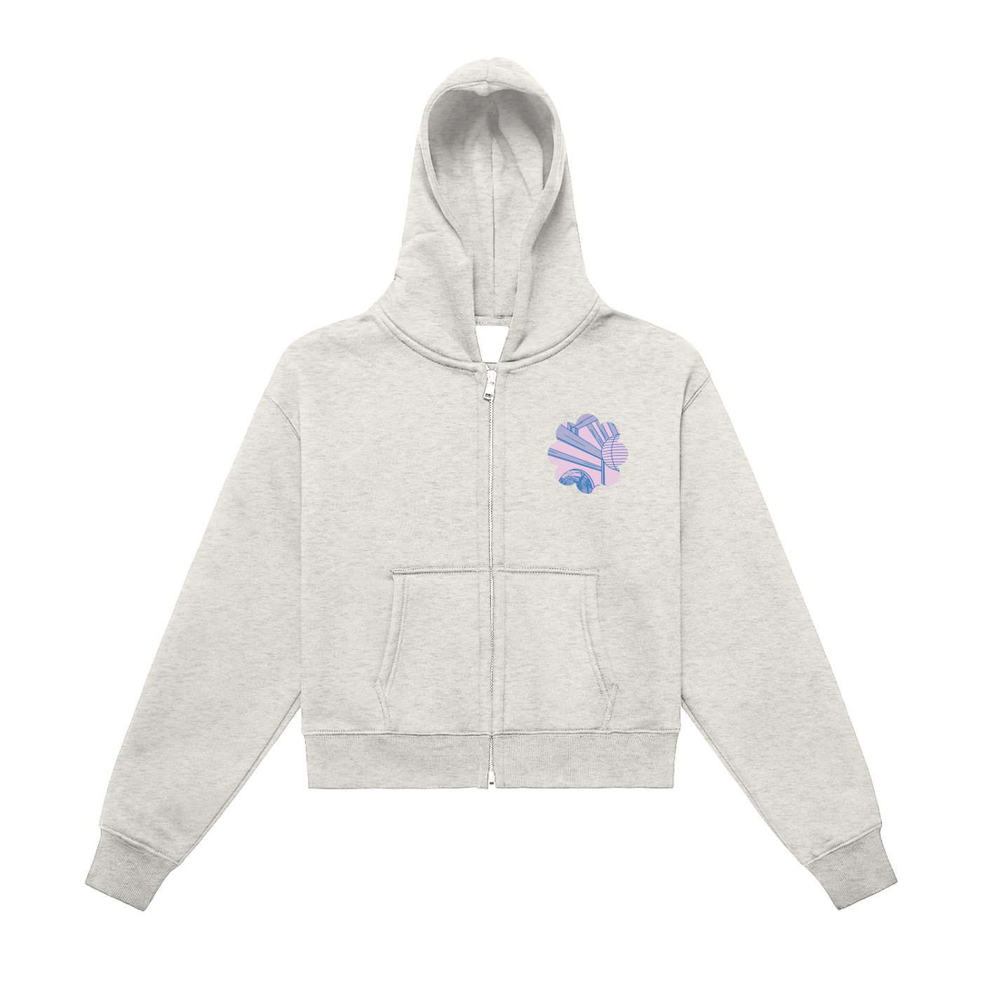 The Dopamine Hanok Fleeced Zip-Up Cropped Hoodie