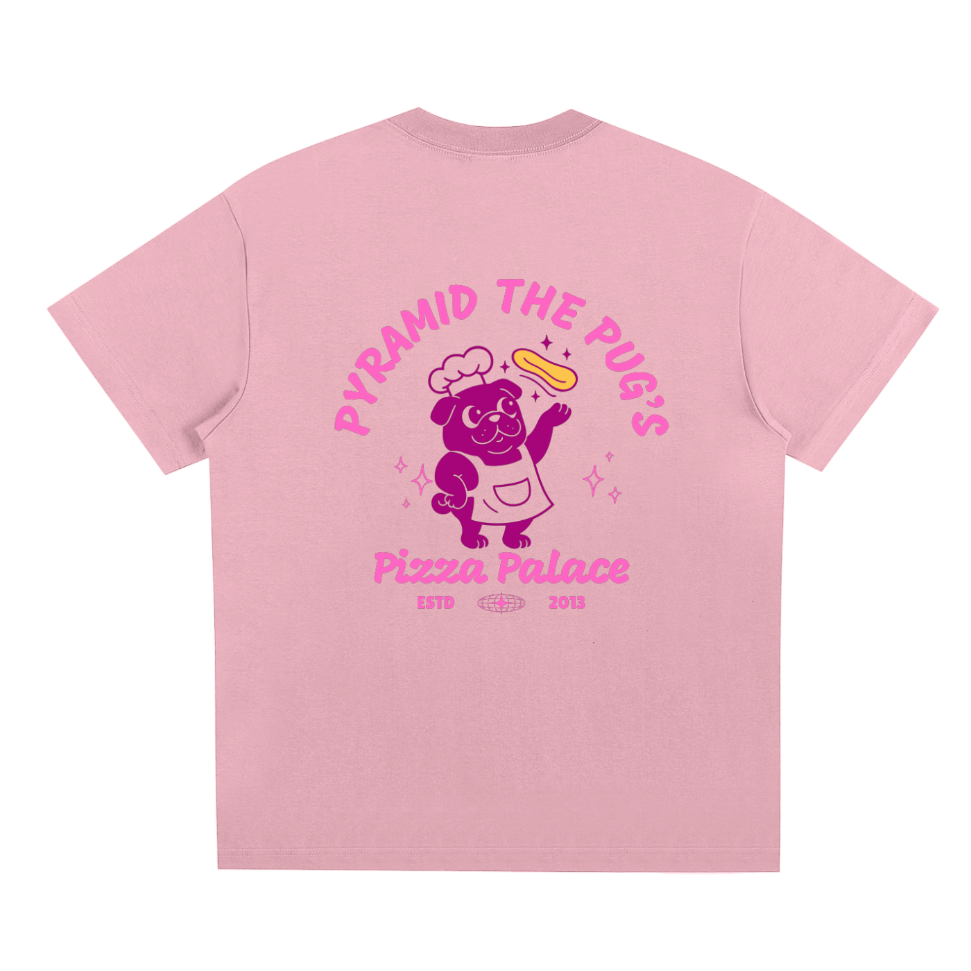 oversized,pug,dog,pizza,retro