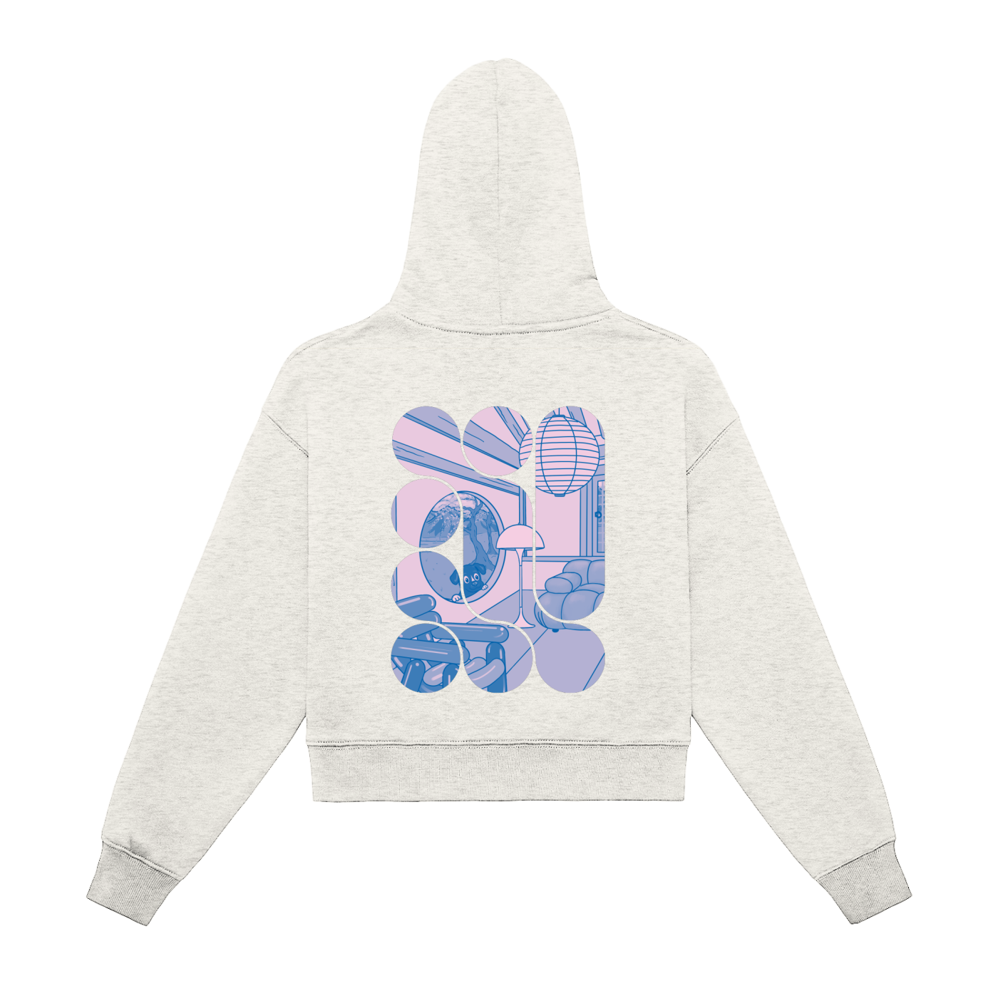 The Dopamine Hanok Fleeced Zip-Up Cropped Hoodie