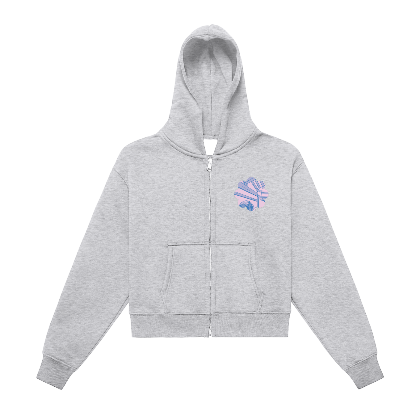 The Dopamine Hanok Fleeced Zip-Up Cropped Hoodie
